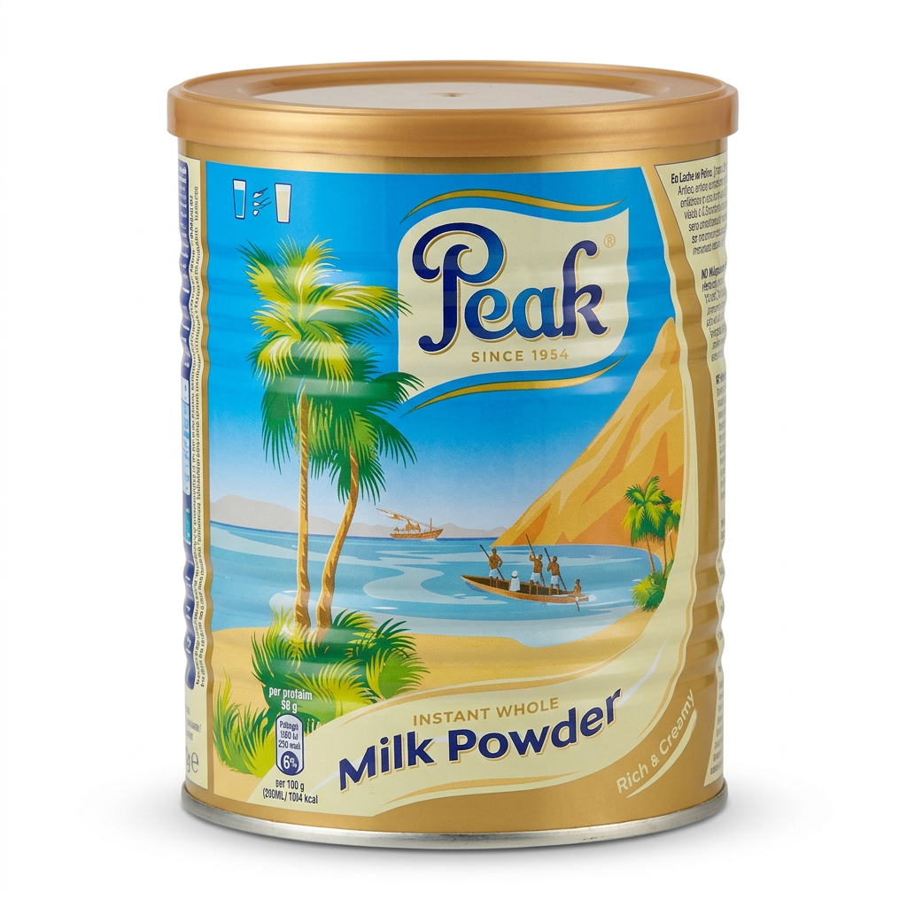 Peak Instant Whole Milk Powder 400g tin on a white background